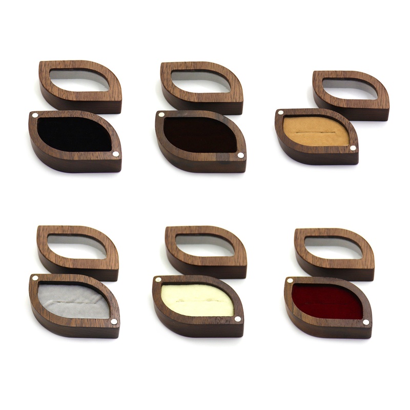 Hộp Đựng Nhẫn Cưới Bằng Gỗ Trơn Hình Chiếc Lá