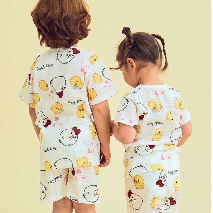 Bộ Ngắn Cao Cấp Cho Bé Nội Địa Hàn Quốc Của Hãng Ttasom, Chất Cotton Giấy Organic, Mẫu Con Gà