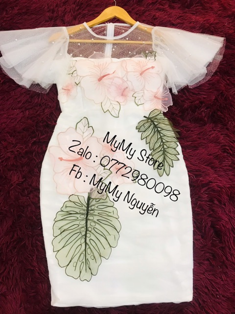 ẢNH TỰ CHỤP/KÈM VIDEO - Đầm body dự tiệc kết hoa ren nổi ( Có size M, L đến 58kg ) | BigBuy360 - bigbuy360.vn