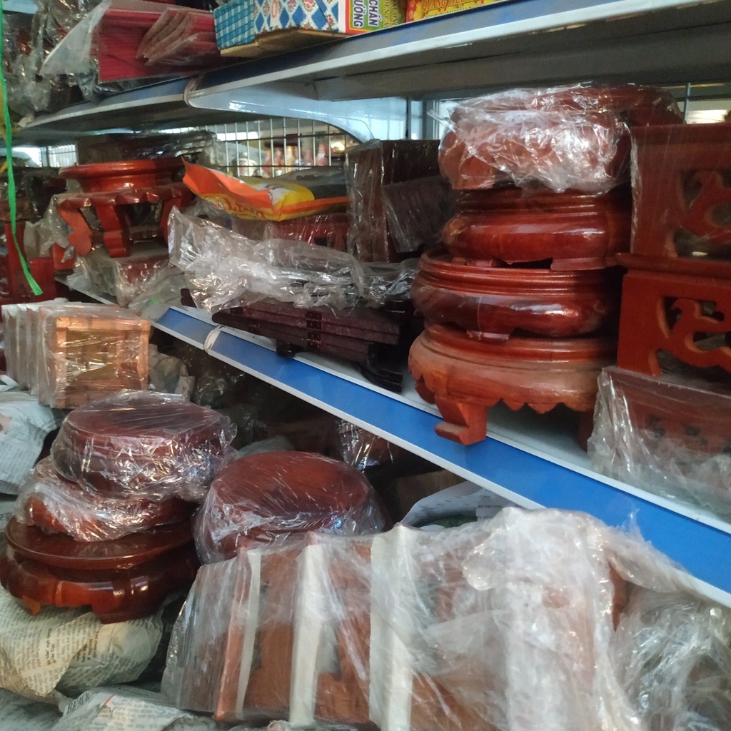 Đế tròn kê tượng bát nhang lư hương đồ cúng gỗ Hương