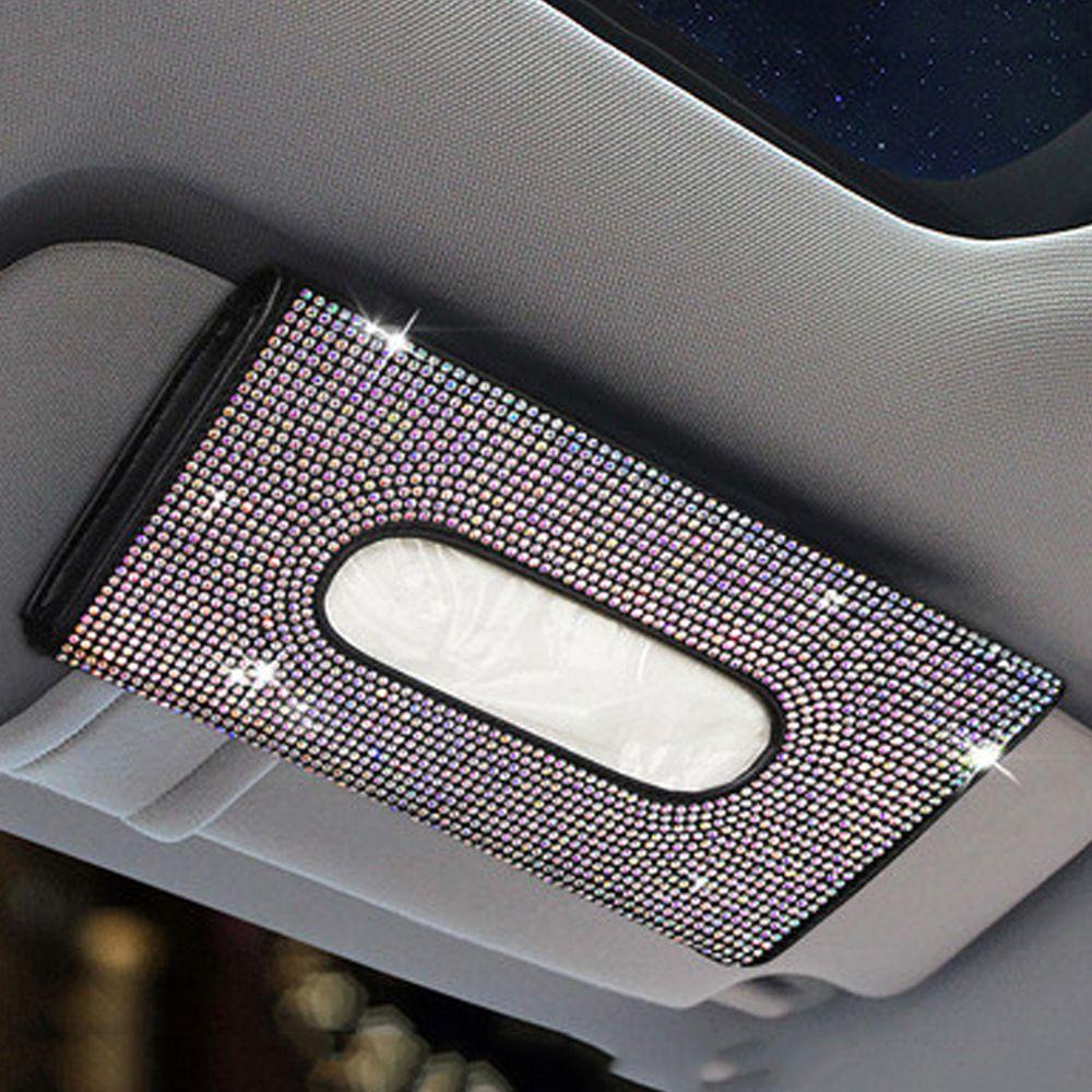 Hộp Đựng Khăn Giấy Gắn Tấm Che Nắng Xe Hơi Màu Hồng Đen Thông Dụng|Phụ Kiện Trang Trí Nội Thất Xinh Xắn Chất Lượng|Giá Đỡ Khăn Giấy Bằng Da PU Lấp Lánh Cho Xe Hơi