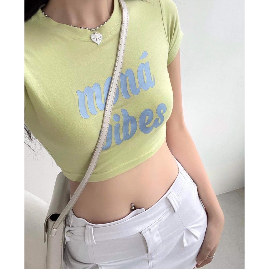 Áo thun croptop Mona Vibes ôm body N alohashop91