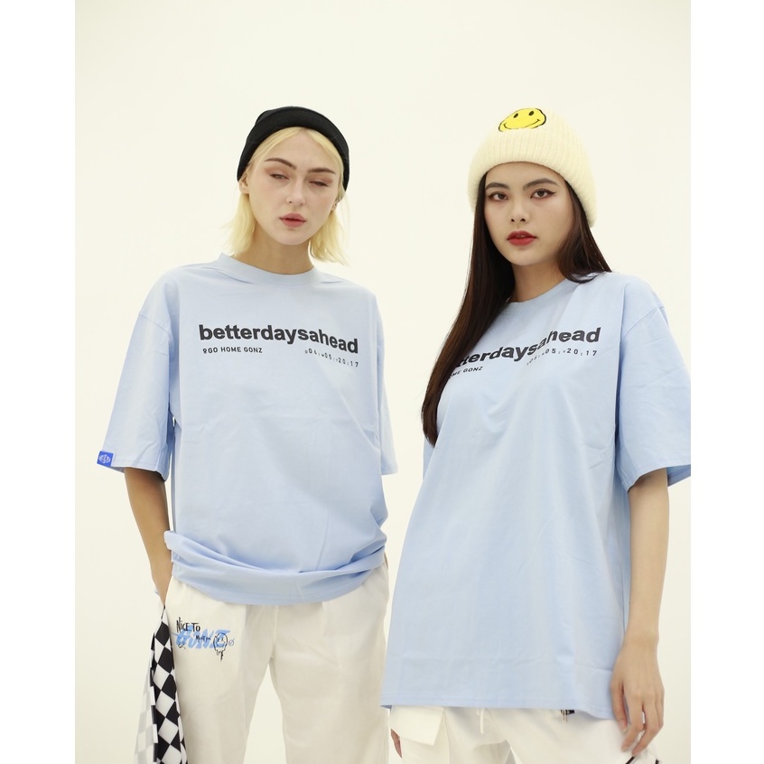 Áo thun form rộng tee betterdaysahead gonz - màu hồng/xanh