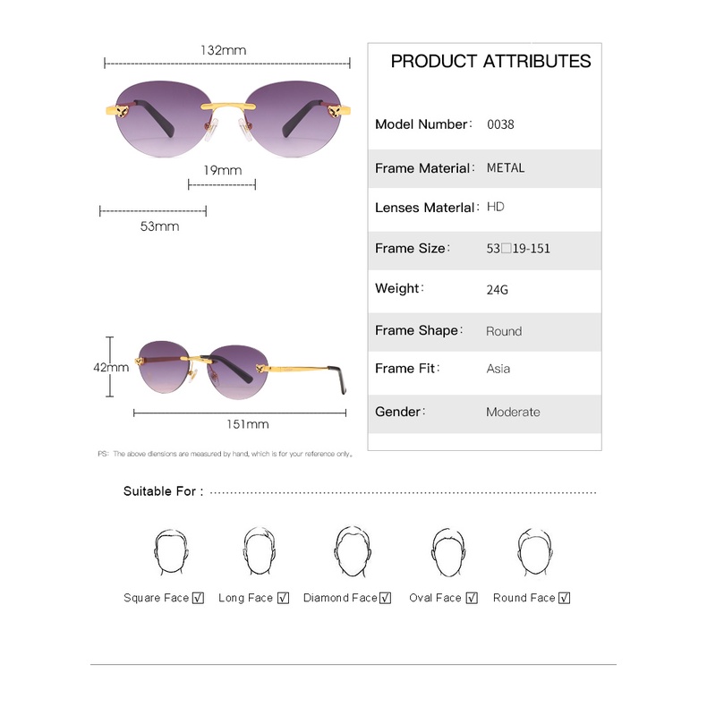 Kính Mát Không Gọng Phong Cách Âu Mỹ Thời Trang Cho Nữ