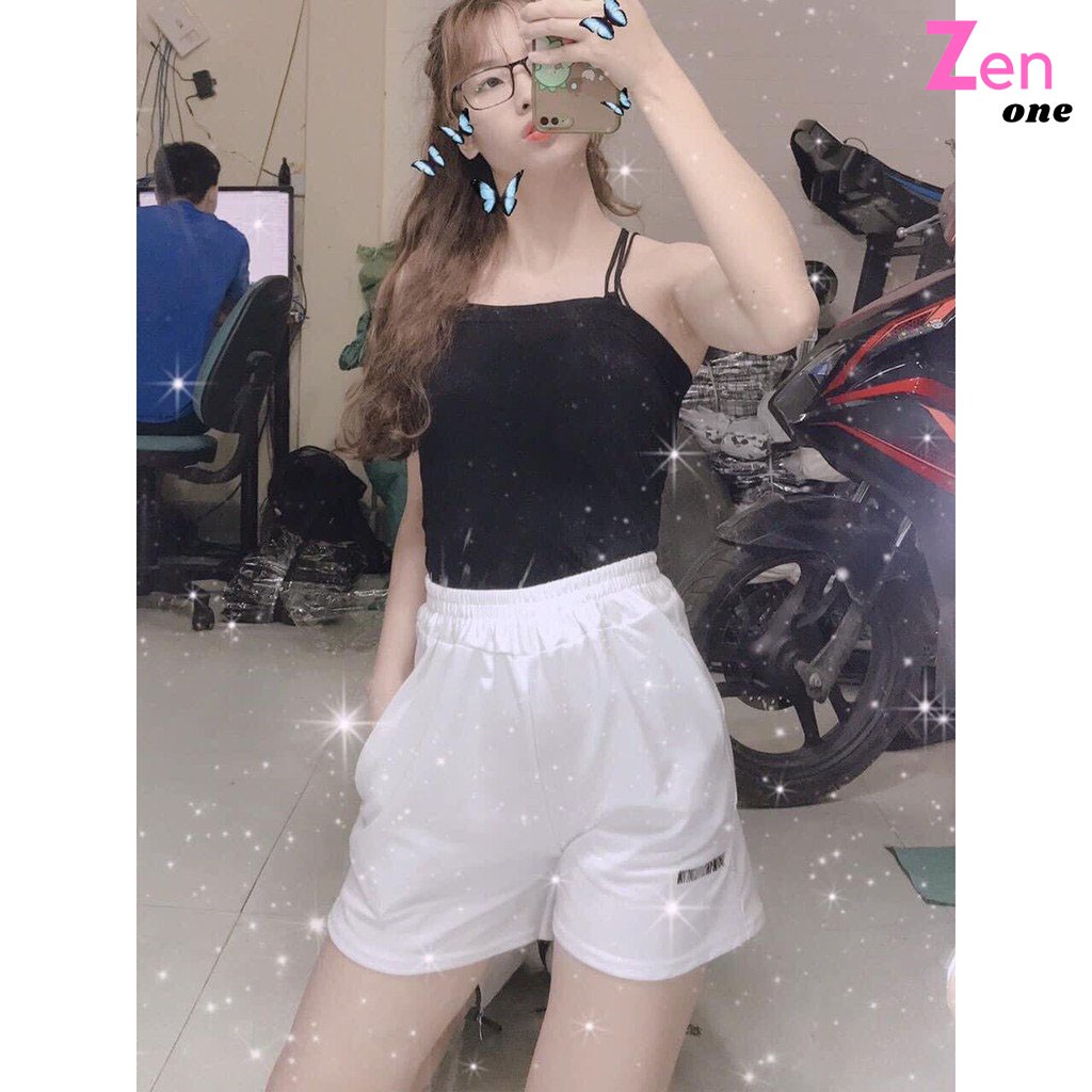 Quần đùi nữ ZenOne quần short kiểu sporty thêu chữ chất thể thao hàng đẹp, cạp chạy kansai siêu xinh | BigBuy360 - bigbuy360.vn
