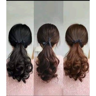 Tóc giả nữ cột đuôi CAO CẤP, tóc xoăn sóng nhẹ, dài 30cm xu hướng thời trang 2021