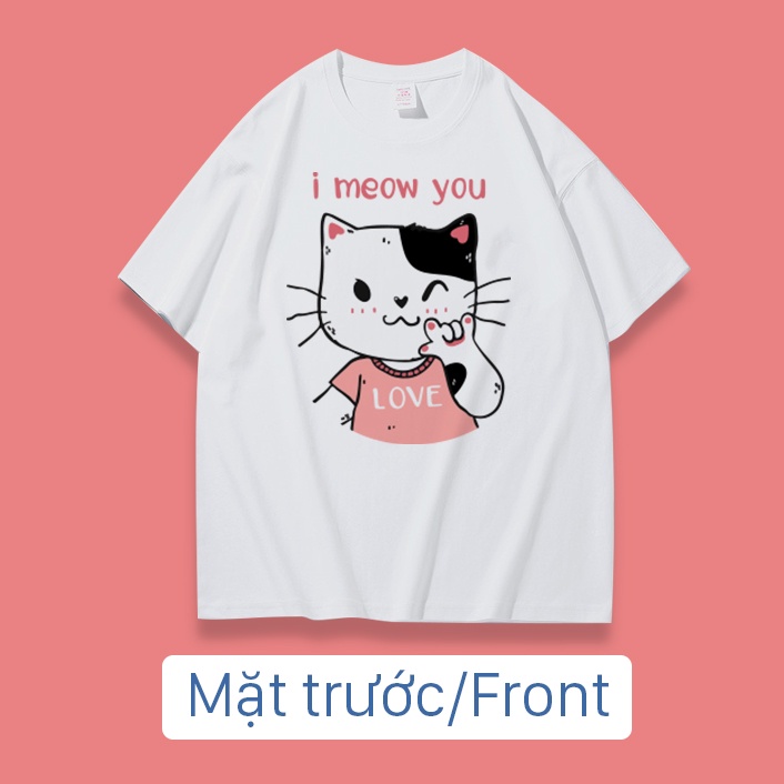 Áo thun nữ tay lỡ freesize phông form rộng Unisex In Hình Mèo BST My World