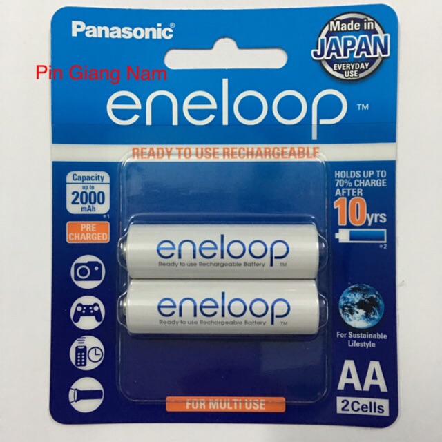 Pin sạc AA Panasonic Eneloop BK-3MCCE/2B vỉ 2 viên