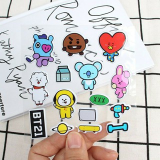 Giấy dán trang trí hình BTS BT21 hoạt hình