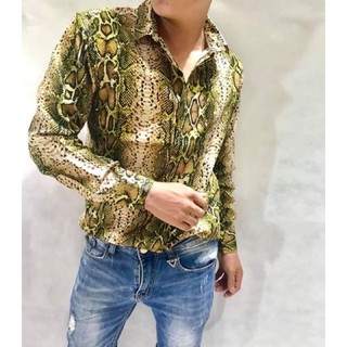 Sơ mi lụa họa tiết da rắn