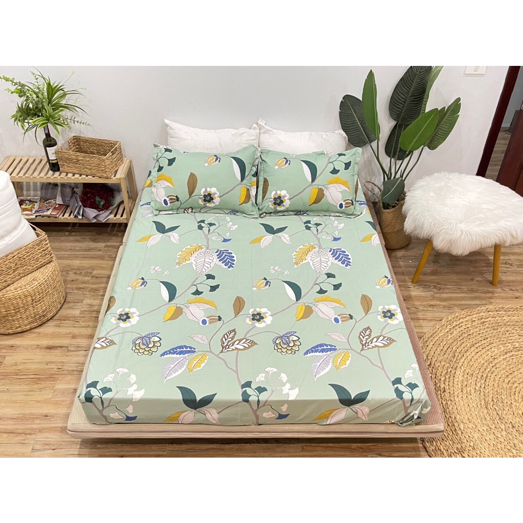 Bộ ga gối lụa thái nhập khẩu cao cấp họa tiết sang trọng, chất lụa thái thoáng mát mềm mịn miễn phí bo chun - Ami.Decor