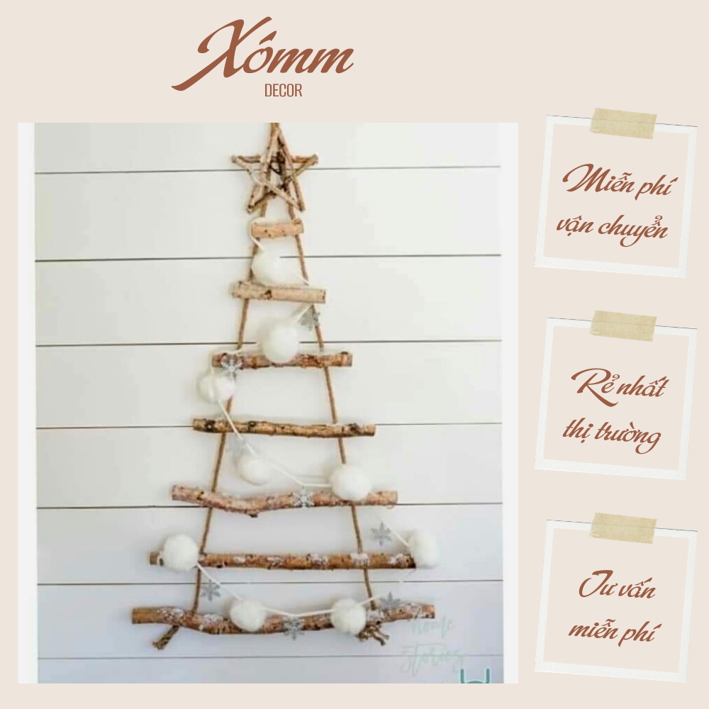 cây thông noel trang trí bằng củi khô( Bộ 7-10 cành) không kèm dây và phụ kiện