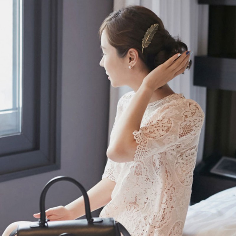 Kẹp tóc hình lông vũ xinh xắn retro cho nữ