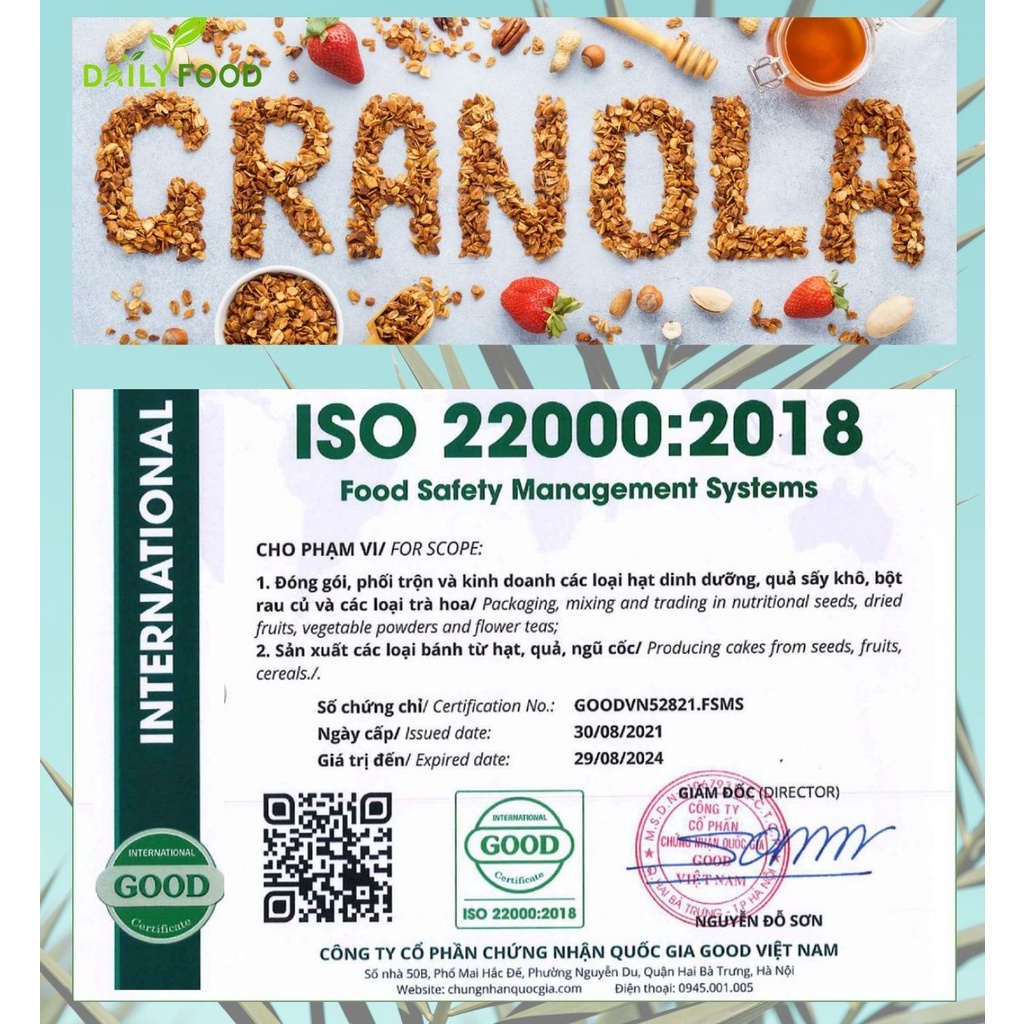 [Mã GROADO1 giảm 10K đơn 50K] Hũ 500g granola ăn kiêng siêu hạt ⚡️ Ngũ cốc giảm cân Mix 7 loại hạt DailyFood chính hãng