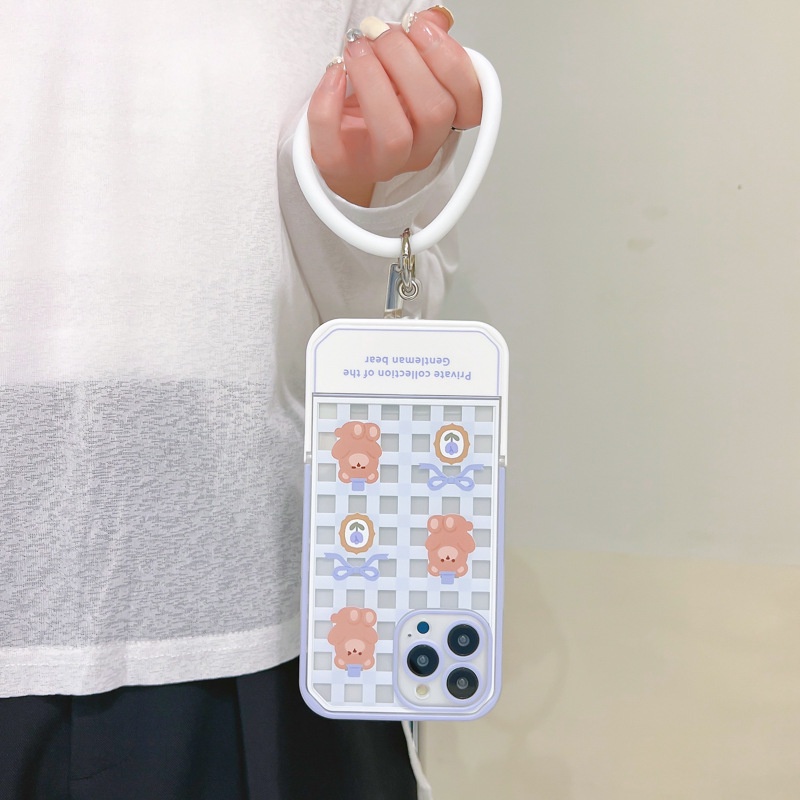 Ốp Điện Thoại In Hình Gấu Hoạt Hình Có Giá Đỡ Ẩn Cho Apple 13Pro 12 11 / xs / xr