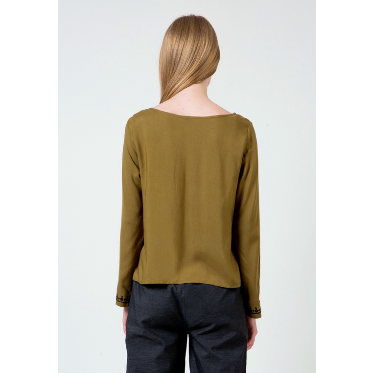 Áo kiểu ColorBox cổ chữ V màu Olive