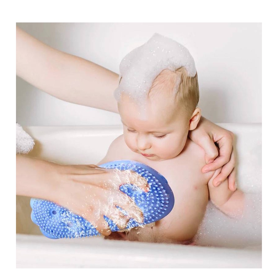 Bàn chải tắm massage hai mặt Chất liệu silicone NHẬT BẢN mềm mại đựng xà phòng tạo bọt tẩy da chết BC1 SUVADO