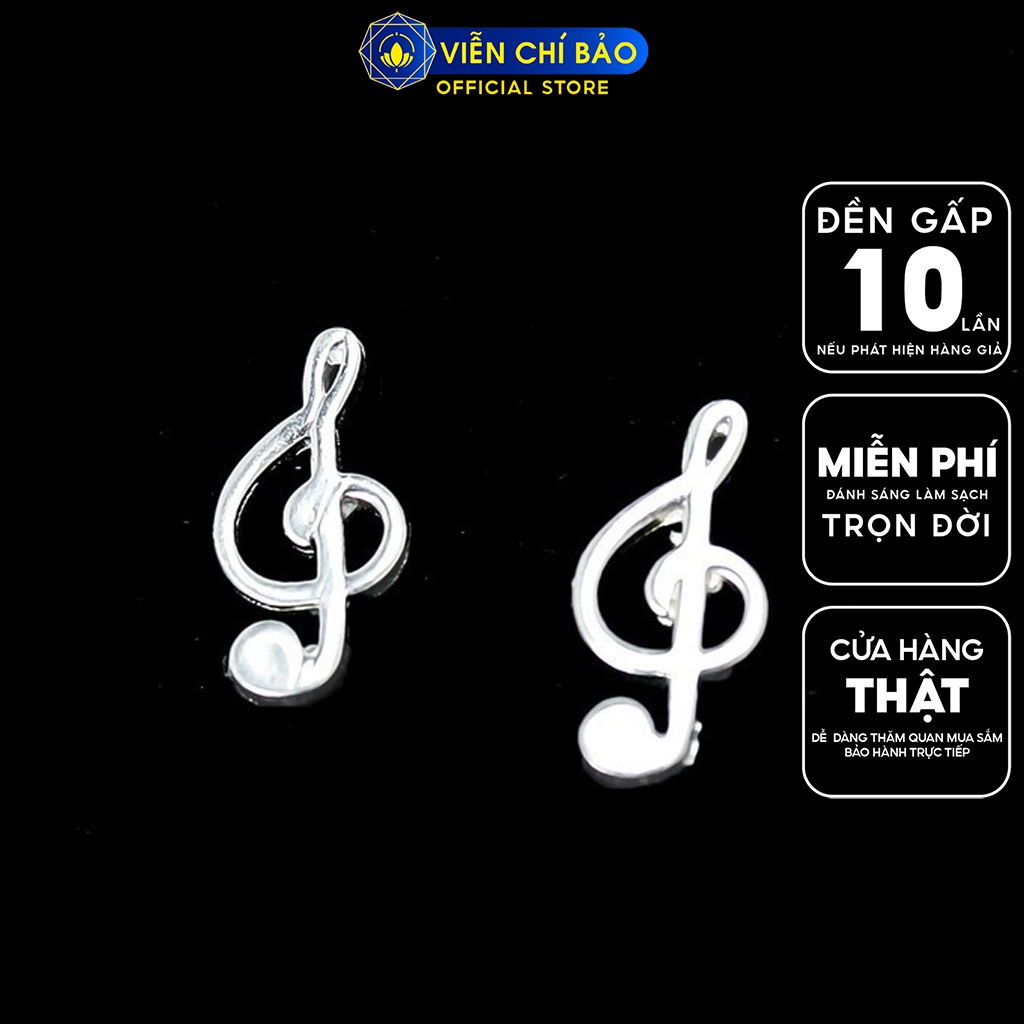Bông tai bạc nữ nốt nhạc khóa son chất liệu bạc 925 thời trang phụ kiện trang sức nữ Viễn Chí Bảo E015H