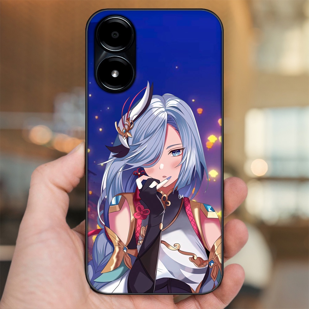 Ốp lưng Vivo Y02s viền đen in hình Shenhe Genshin Impact