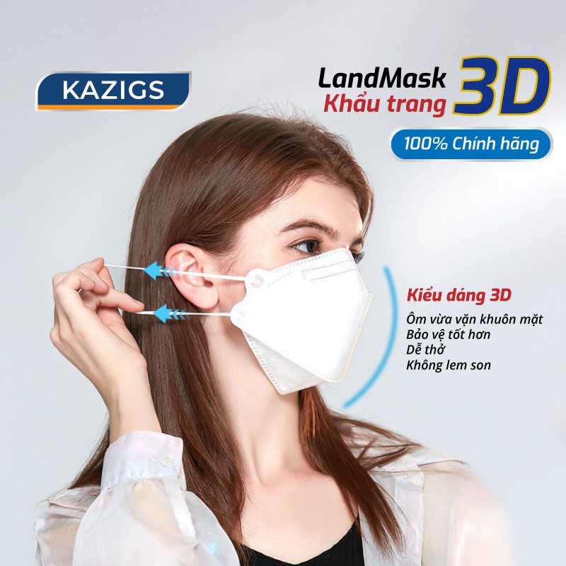 Túi 6 chiếc Khẩu trang 3D LandMask 4 lớp kháng khuẩn kiểu Hàn Quốc (hàng chính hãng)