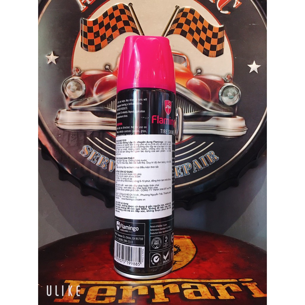 Chai xịt làm đen,bóng lốp xe chuyên dụng Flamingo Tire shine (F010) 500ml chamsocxestore