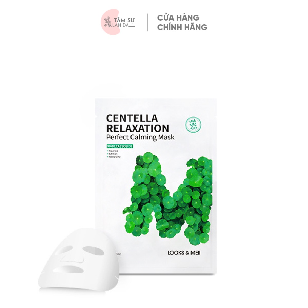 10 Mặt Nạ Tái Sinh Tinh Chất Rau Má Cho Da Dầu Mụn LOOKS &amp; MEII Centella Relaxation Perfect Calming Mask 30g