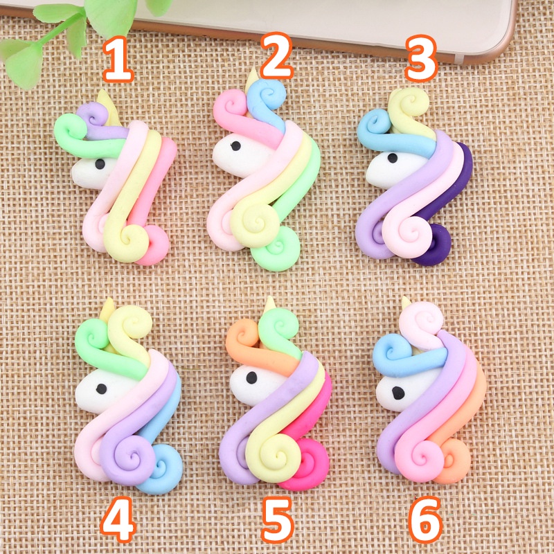 Mô Hình Mặt Unicorn Cầu Vòng Trang Trí Thủ Công Handmade DIY Slime