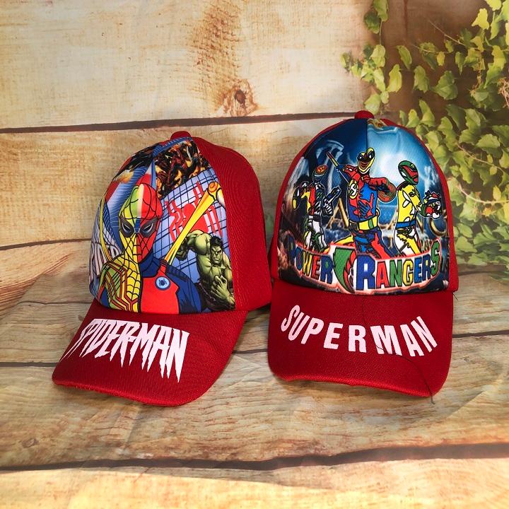 Mũ Siêu Nhân Cho Bé Trai, Mũ Công Chúa Cho Bé Gái, mũ in hình siêu nhân có quai dán tiện lợi cho bé