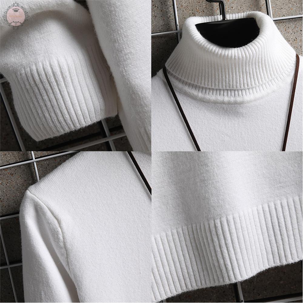 Áo Sweater Dệt Kim Cổ Cao Màu Trơn Thời Trang Dành Cho Nam