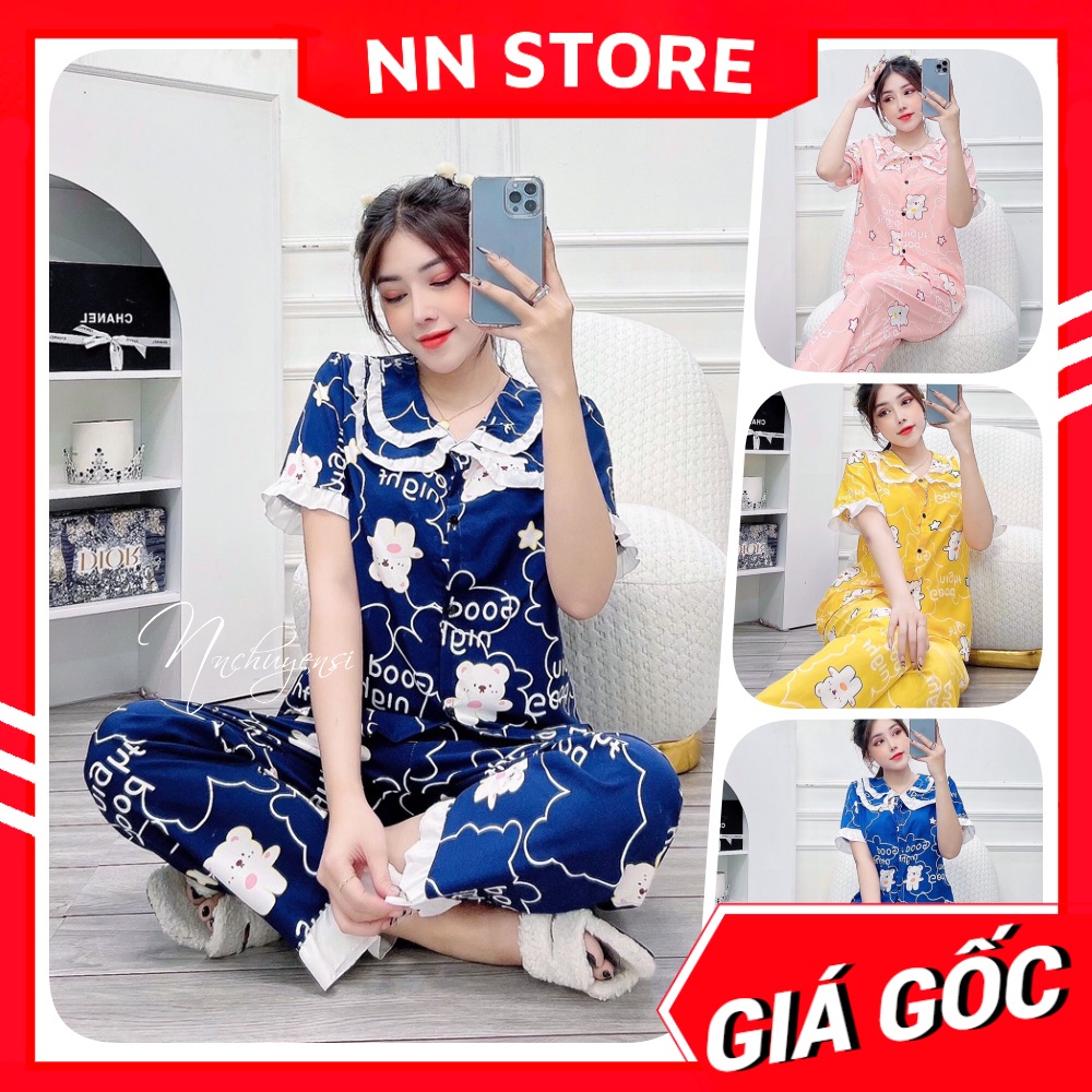 Đồ bộ nữ mặc nhà cổ tiểu thư chất kate lụa mềm mịn mát in hình hoạt hình dễ thương BLH LỤA HÀN