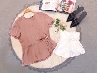 Áo somi peplum xếp ly