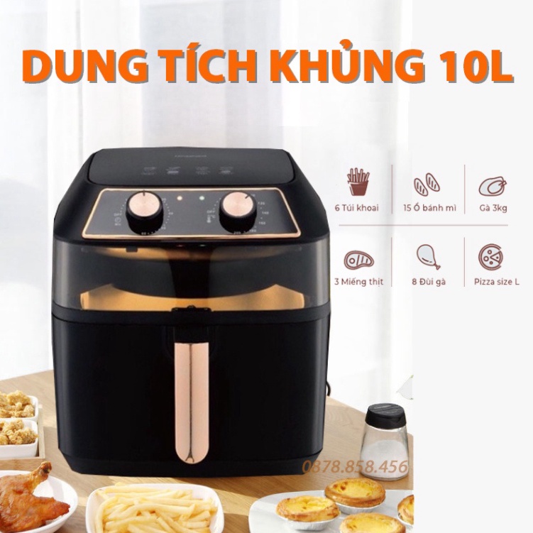 NỒI CHIÊN KHÔNG KHÍ NINESHIELD KB-8001M DUNG TÍCH LỚN 10 LÍT CÔNG SUẤT 1500W tongkhodochoi.12