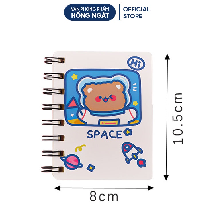 Sổ tay cute ghi chép nhỏ gọn bỏ túi, sổ tay lò xo mini đẹp dễ thương 80 trang không dòng kẻ S04