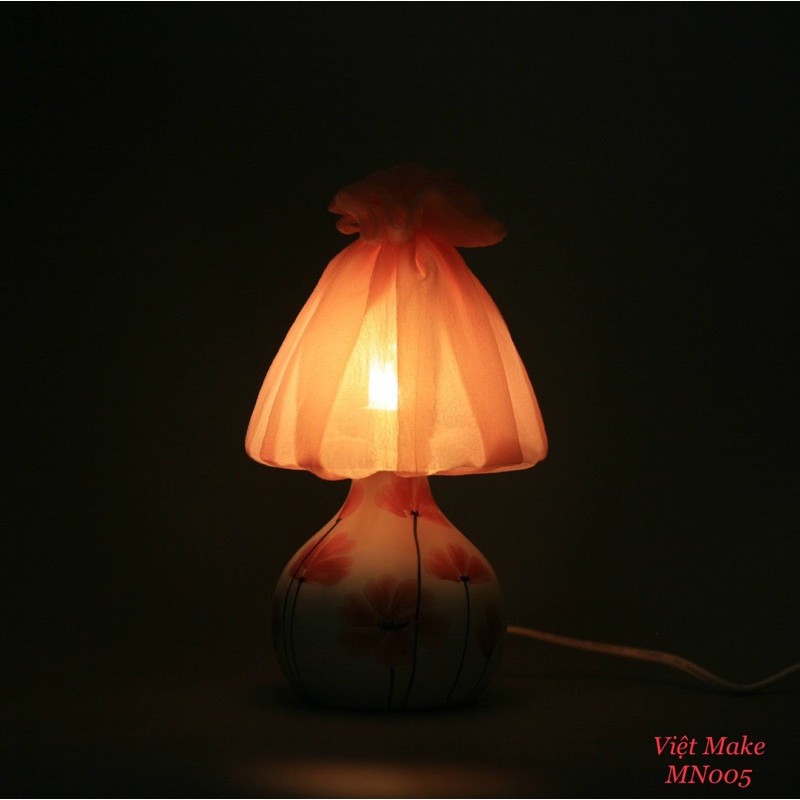Đèn gốm hoa cỏ mùa xuân thiết kế chính hãng Việt Make, đèn vintage, đèn ngủ dễ thương
