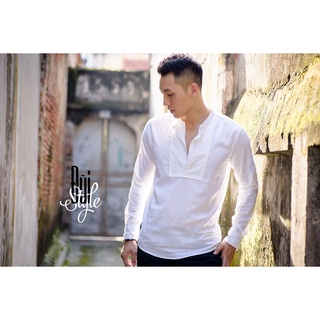 A12 - ÁO VẢI ĐŨI (LINEN) TAY DÀI, CỔ 2 LỚP
