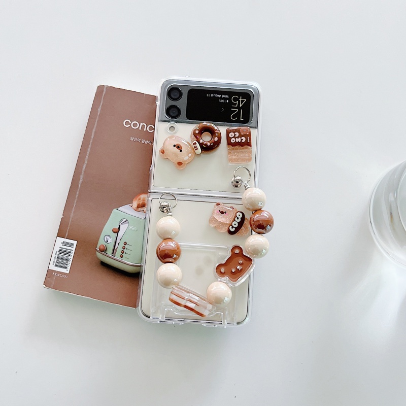Ốp Điện Thoại Cứng Nắp Gập Chống Sốc Có Quai Đeo Tay Hình Gấu 3D Dễ Thương Cho Samsung Galaxy Z Flip 3 Flip4 Flip 4