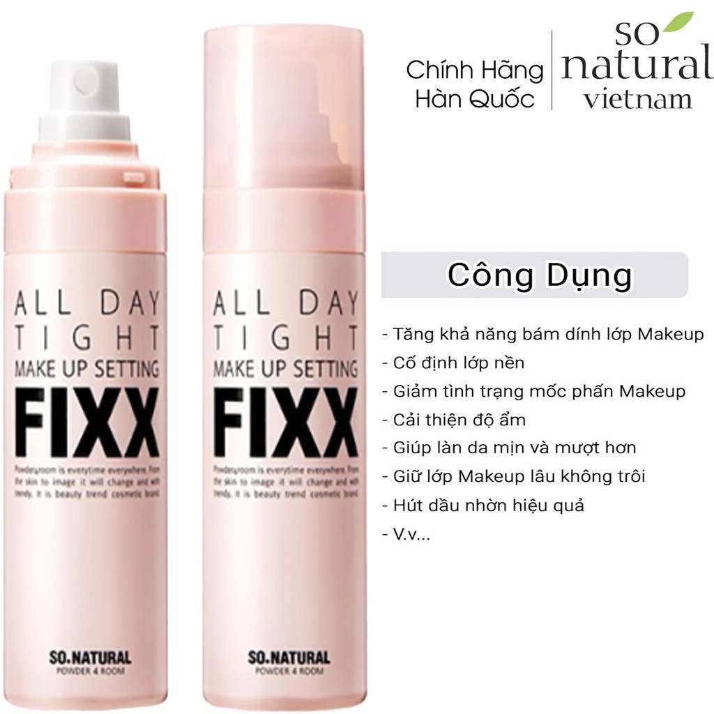 Xịt Khóa Nền Trang Điểm So Natural All Day Tight Make Up Setting Fixx 75ml l Nhập Khẩu Chính Hãng Hàn Quốc | BigBuy360 - bigbuy360.vn