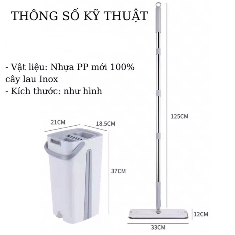 Bộ Lau Nhà Thông Minh Xoay 360 Độ Kèm Thùng , Chổi Lau Nhà Thông Minh