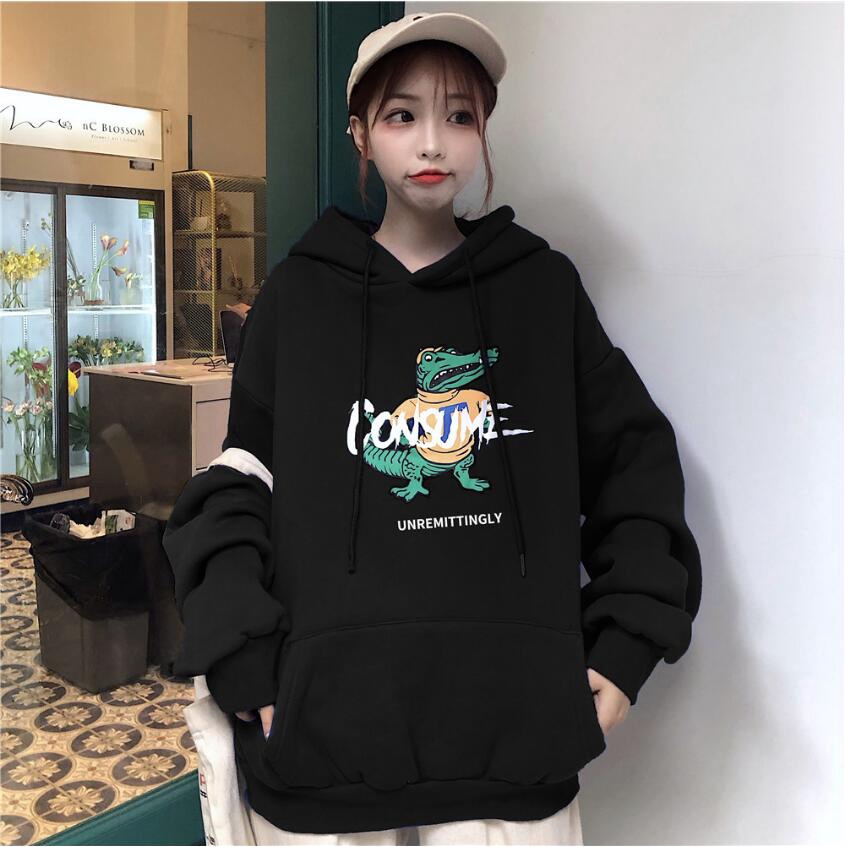 unisex Korean fashion hooded sweater dinosaur print simple style casual | BigBuy360 - bigbuy360.vn