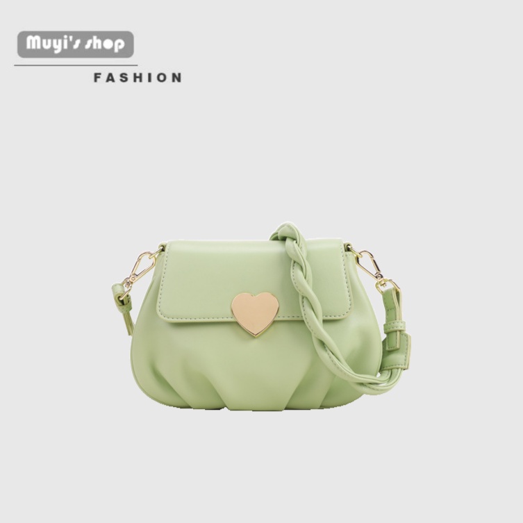Túi xách da mềm đeo vai có khóa hình trái tim thời trang sành điệu cho nữ
