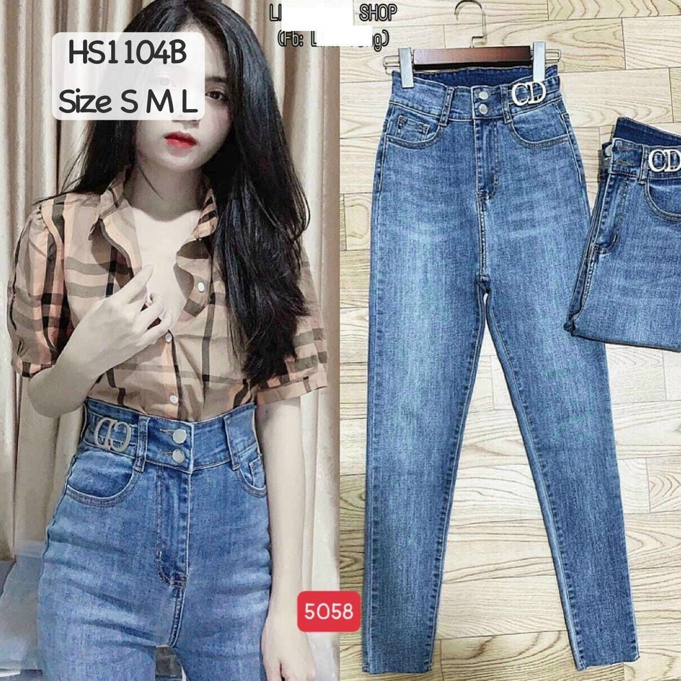 Quần jean nữ xanh trơn cao cấp - Chất liệu Denim, co dãn tốt (Hàng chuẩn form) Thời Trang Nam Nữ Gemini KVC5058