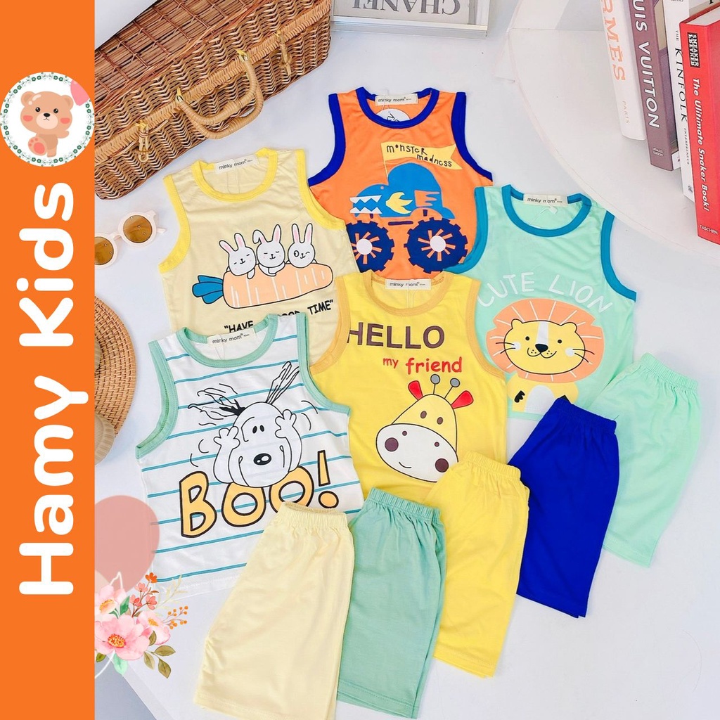Đồ Bộ Ba Lỗ Minky Mom Chính Hãng Vải Thun Lạnh Cho Bé Trai Bé Gái Từ 0-5 Tuổi Dưới 20kg Hình Sư Tử Thỏ Hươu - Hamykids