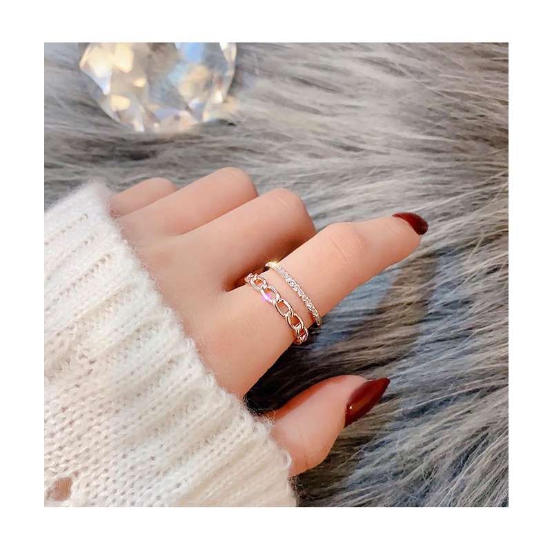 Nhẫn Hở Đính Kim Cương Nhân Tạo Thiết Kế Đơn Giản Thời Trang