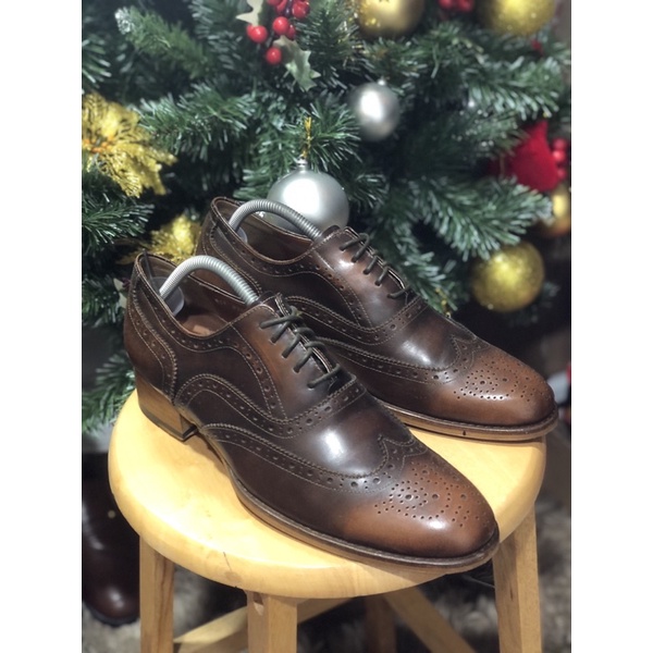 [Giày 2hand] [Size 42] Giày Wingtips Tăng Chiều Cao Da Bóng Màu Nâu Sang Trọng Thương Hiệu Mensnova