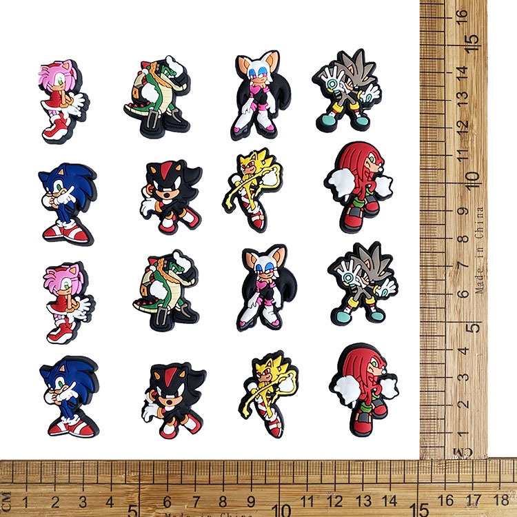 Nút Gắn Dép Khóa Giày Jibbitz, Sticker Nhựa Mềm PVC Hình Sonic