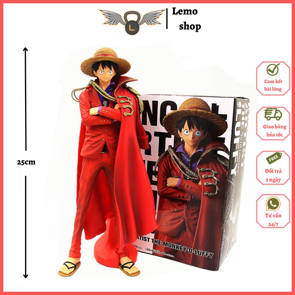 Mô hình one piece nhân vật Luffy áo choàng đỏ Lemoshop cao 25cm, mô hình anime bằng nhưa trong one piece cực đẹp