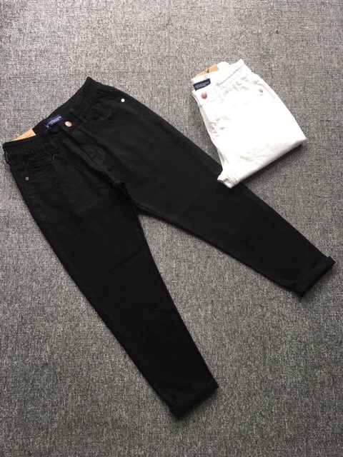 Quần jeans lưng thun đen trắng mới c-a