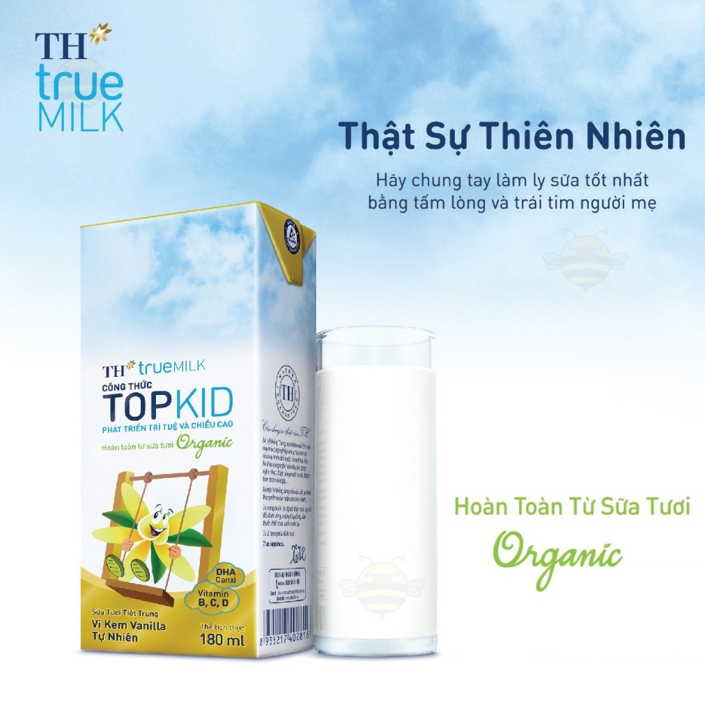 1/2 thùng sữa TH Topkid Organic 180ml