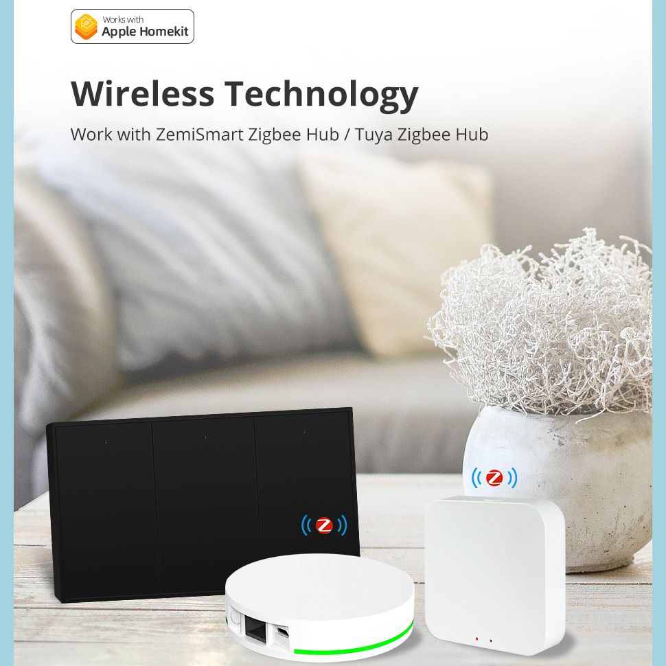 Zemismart Black Tuya Zigbee Công tắc đèn sang trọng 1 2 3 4 Gangs Nhu cầu trung tính, Công tắc đèn n