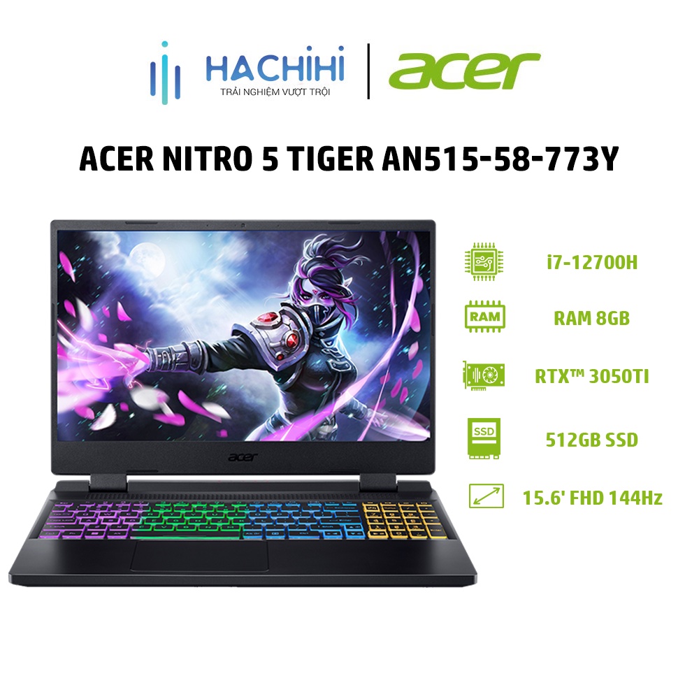 Laptop Acer Nitro 5 Tiger AN515-58-773Y (8GB|512GB|GeForce RTX™ 3050Ti 4GB|15.6' FHD 144Hz)